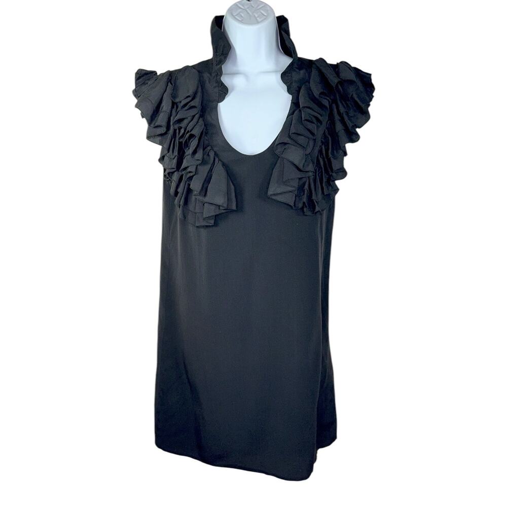 Geren Ford Ruffle Collar Silk Pullover Dress XS